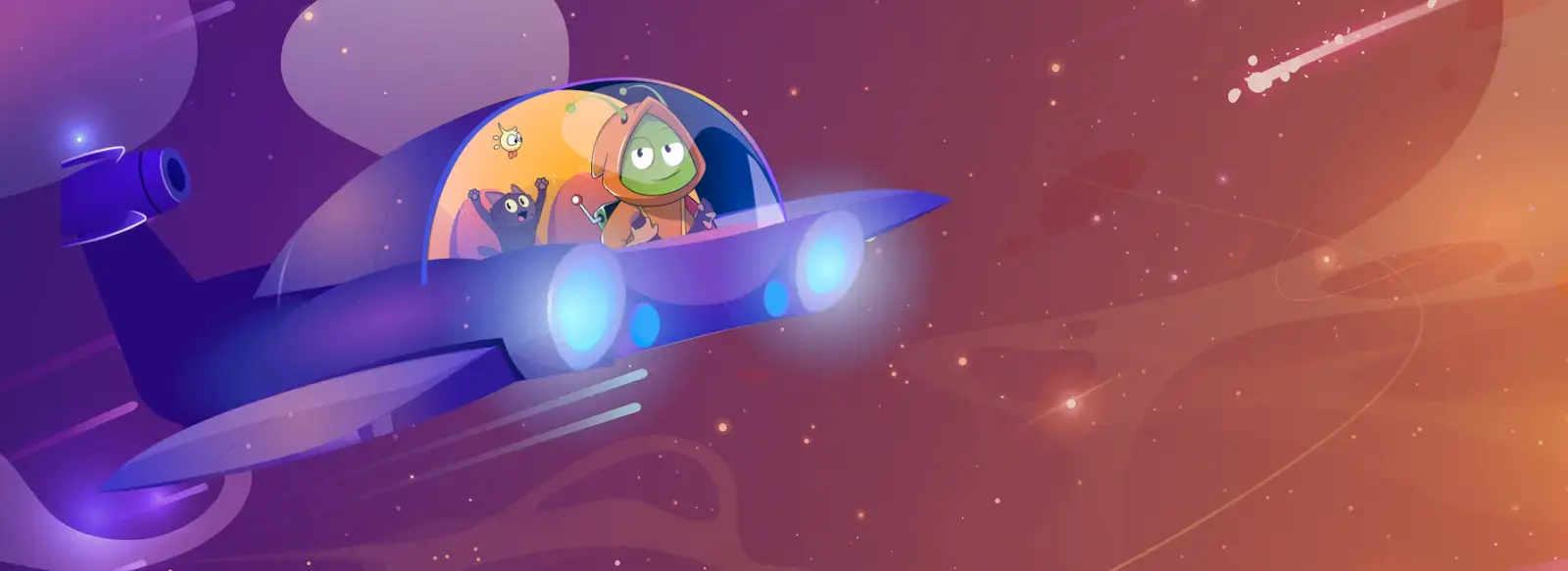 Aussie Play alien and space cat flying a spaceship
